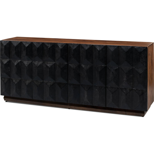 Megan Sideboard by Sarreid Ltd. in medium brown, black. Made from mango wood in a modern style.