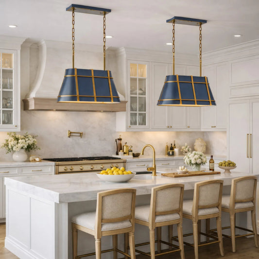 Brasserie 3 Light Linear by Varaluz in blue. Made from steel in a unique style.