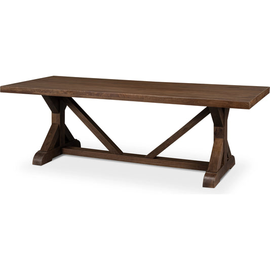 Silas Dining Table by Sarreid Ltd. in walnut. Made from mango wood in a modern style.