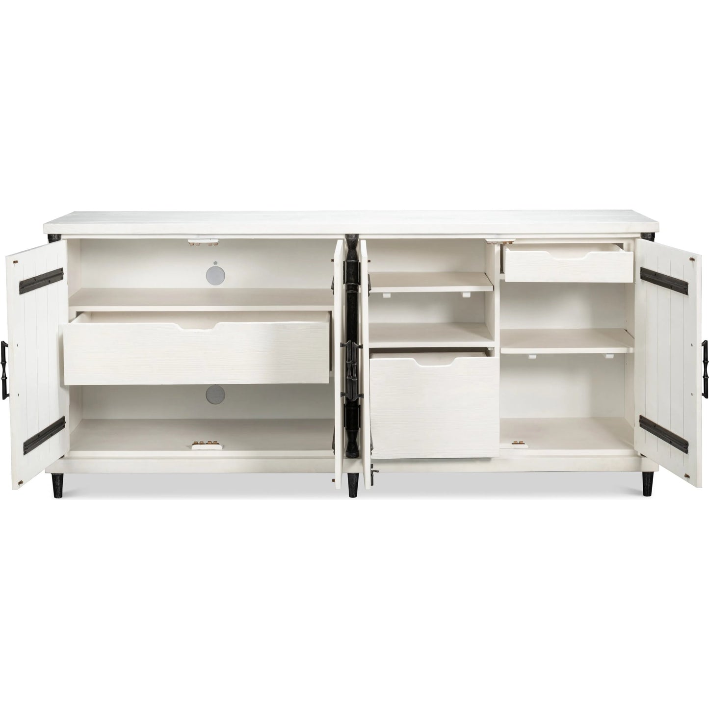 003 SI-2238497 | Additional Silo | Elegance Credenza by Sarreid Ltd. in elegance white. Made from pine wood, iron in a unique style.