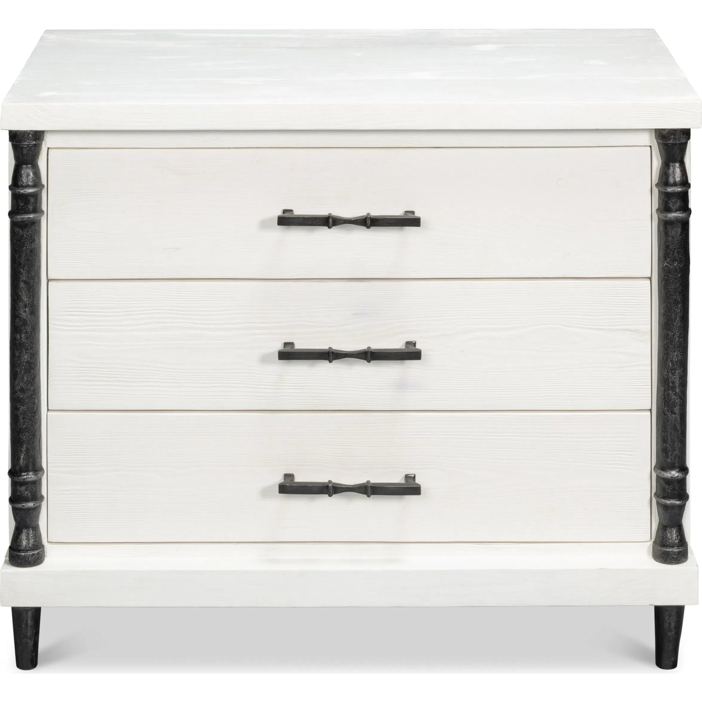 003 SI-2238498 | Additional Silo | Elegance Nightstand by Sarreid Ltd. in elegance white. Made from pine wood, iron in a unique style.