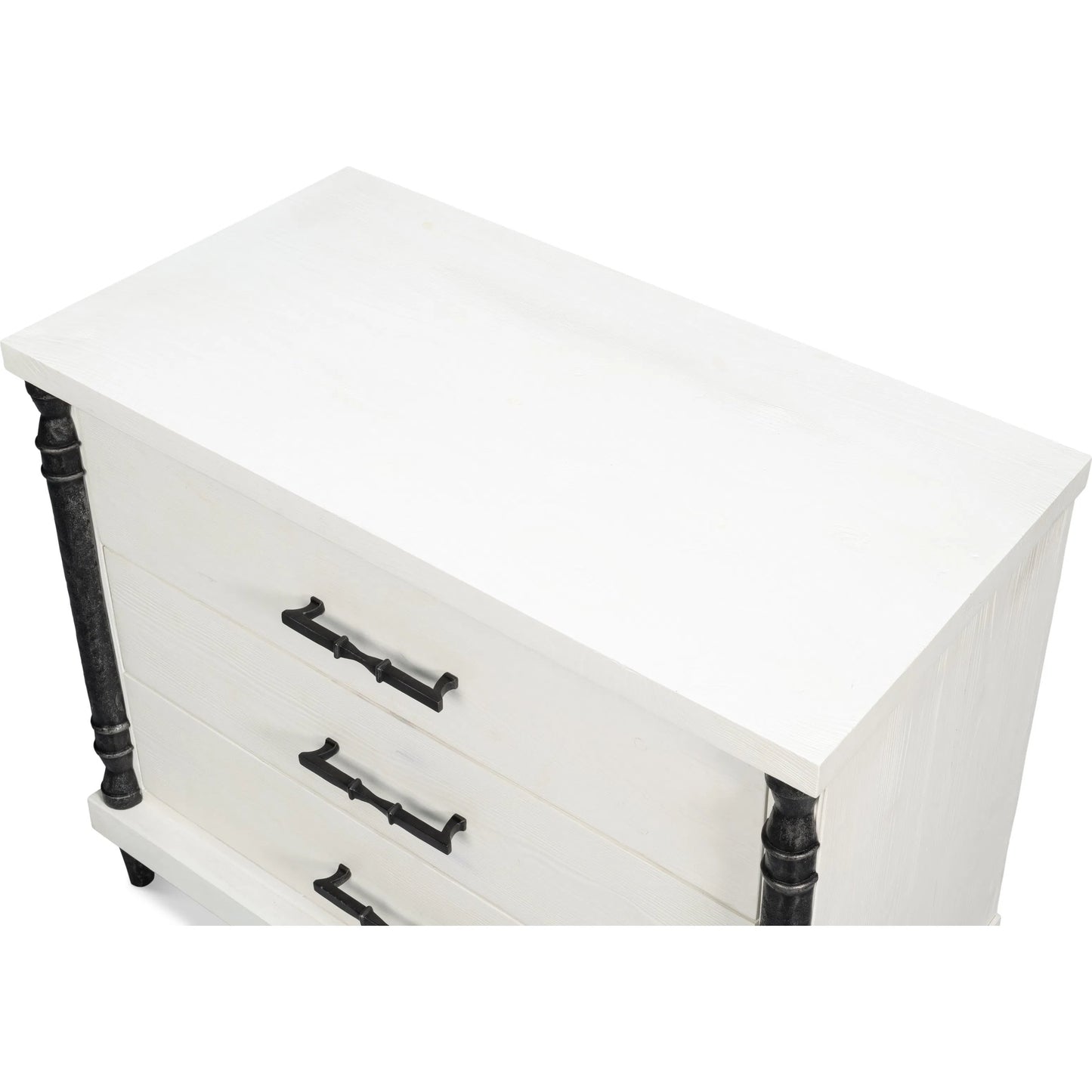 012 SI-2238498 | Additional Silo | Elegance Nightstand by Sarreid Ltd. in elegance white. Made from pine wood, iron in a unique style.