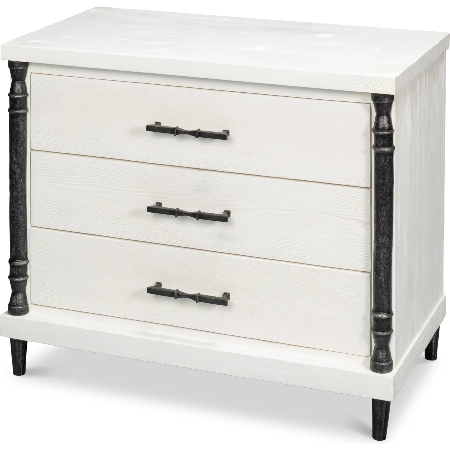 001 SI-2238498 | Primary Silo | Elegance Nightstand by Sarreid Ltd. in elegance white. Made from pine wood, iron in a unique style.