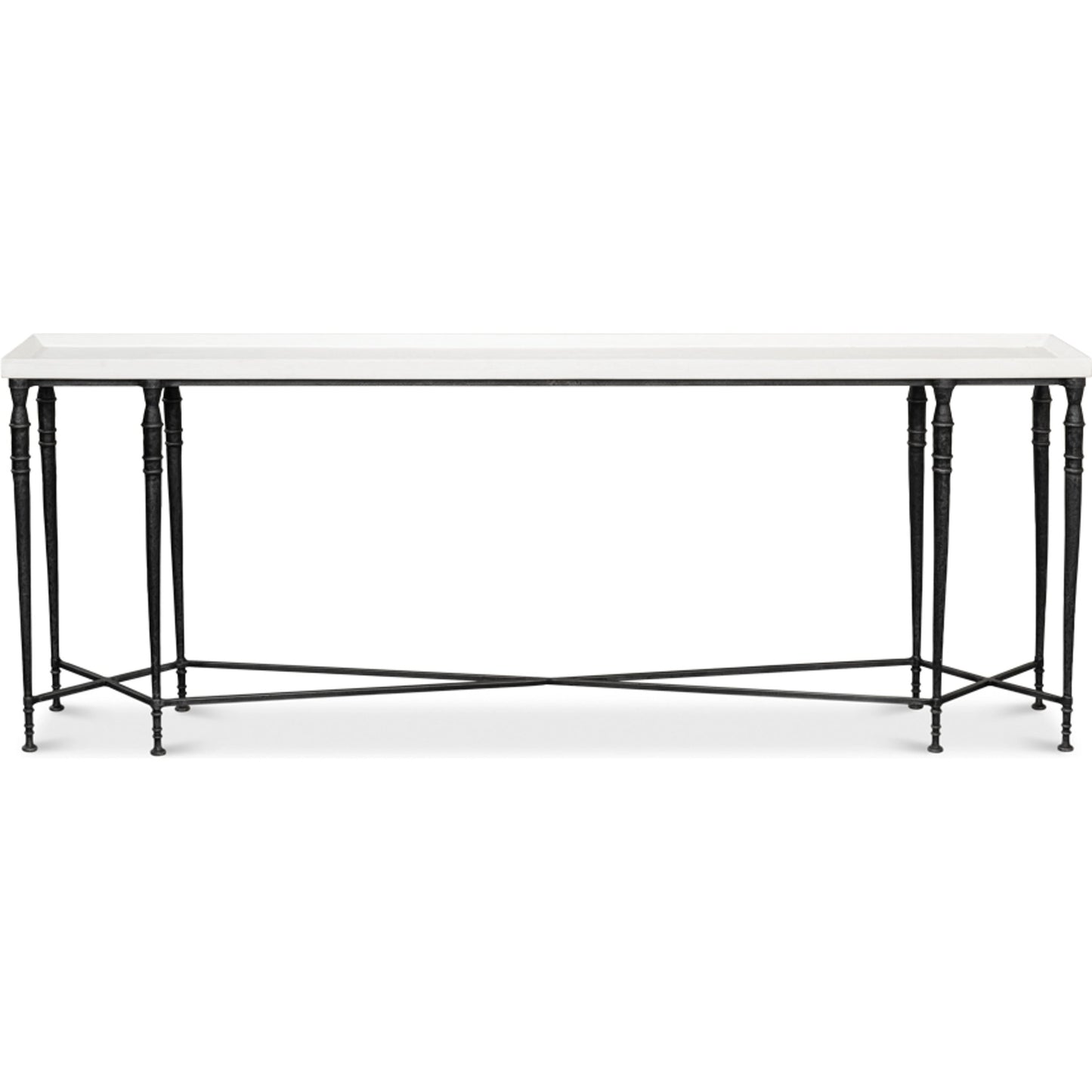 003 SI-1998579 | Additional Silo | Nathaniel Elegance Console Table by Sarreid Ltd. in antique black, off white. Made from pine, iron in a modern style.