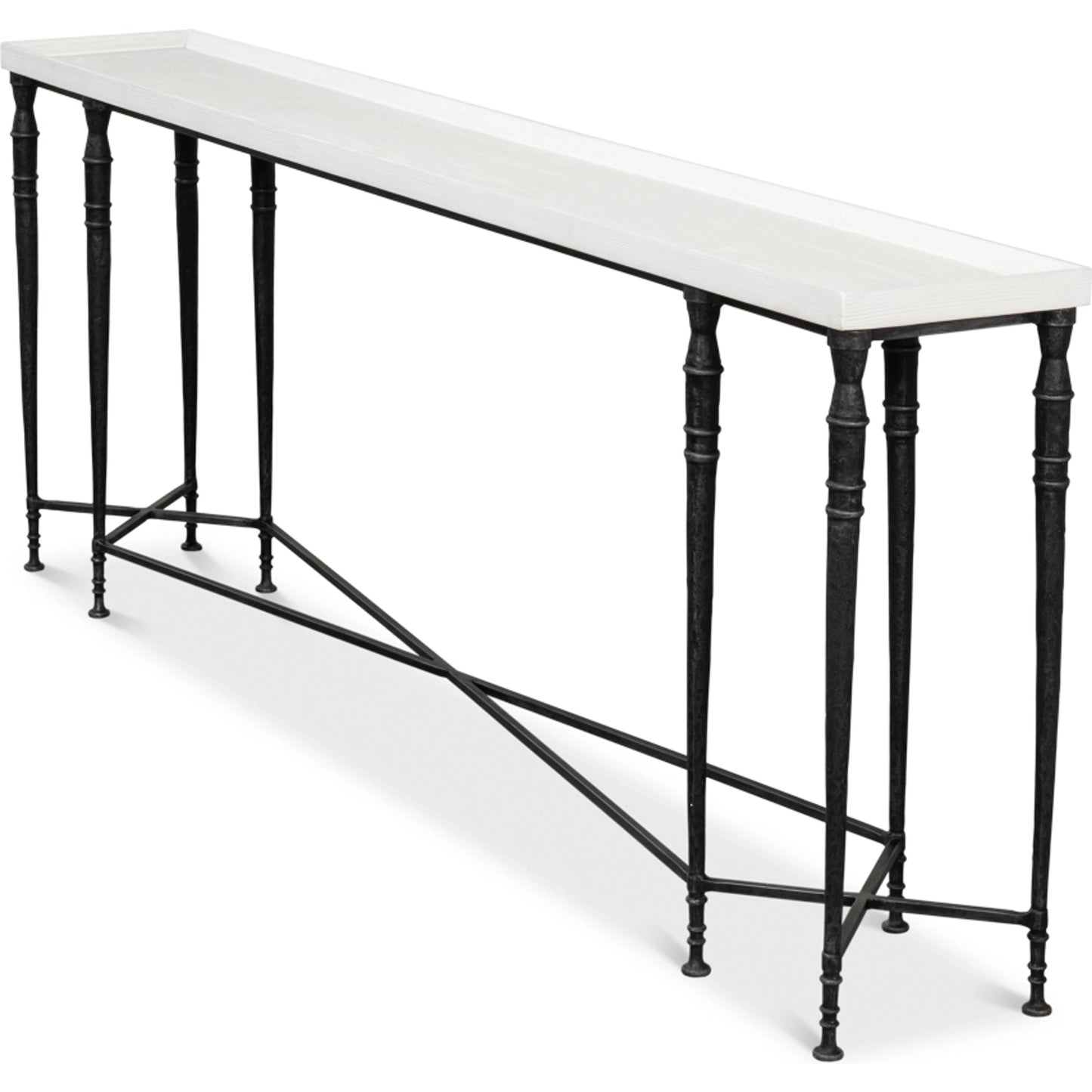 006 SI-1998579 | Additional Silo | Nathaniel Elegance Console Table by Sarreid Ltd. in antique black, off white. Made from pine, iron in a modern style.
