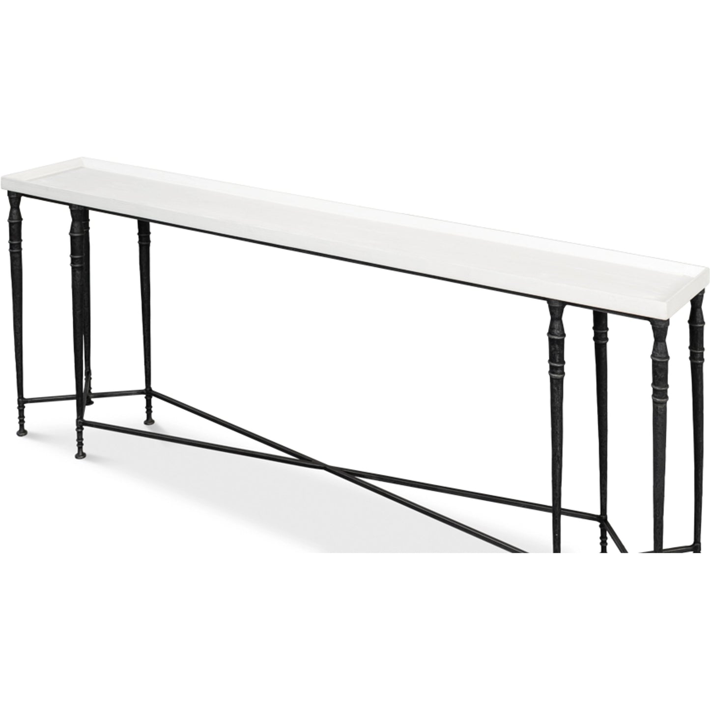 007 SI-1998579 | Additional Silo | Nathaniel Elegance Console Table by Sarreid Ltd. in antique black, off white. Made from pine, iron in a modern style.