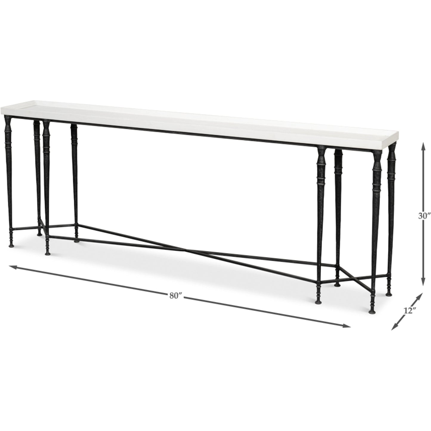 004 SI-1998579 | Additional Silo | Nathaniel Elegance Console Table by Sarreid Ltd. in antique black, off white. Made from pine, iron in a modern style.