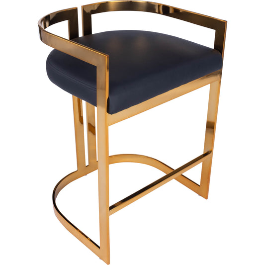 001 SR-770445 | Primary Silo | Clarence Counter Stool by Butler Specialty Company. Made from iron, gold plated finish, mdf, fabric, faux leather, polyvinyl, polyurethane cushion core: seat height, 25" h in a modern style.