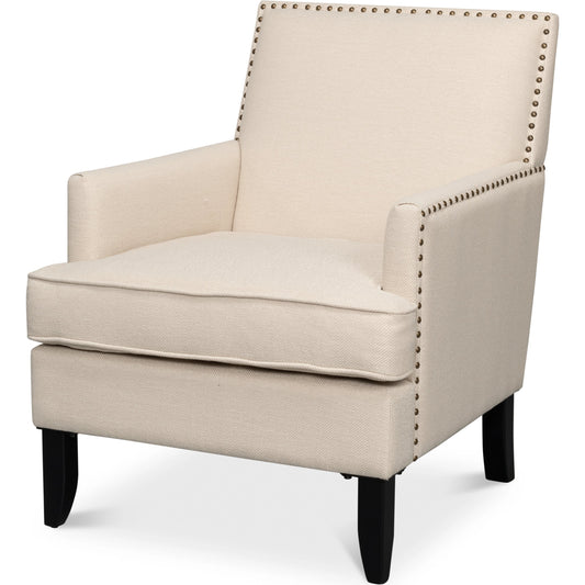 Grady Chair by Sarreid Ltd. in ivory. Made from maple, linen in a transitional style.