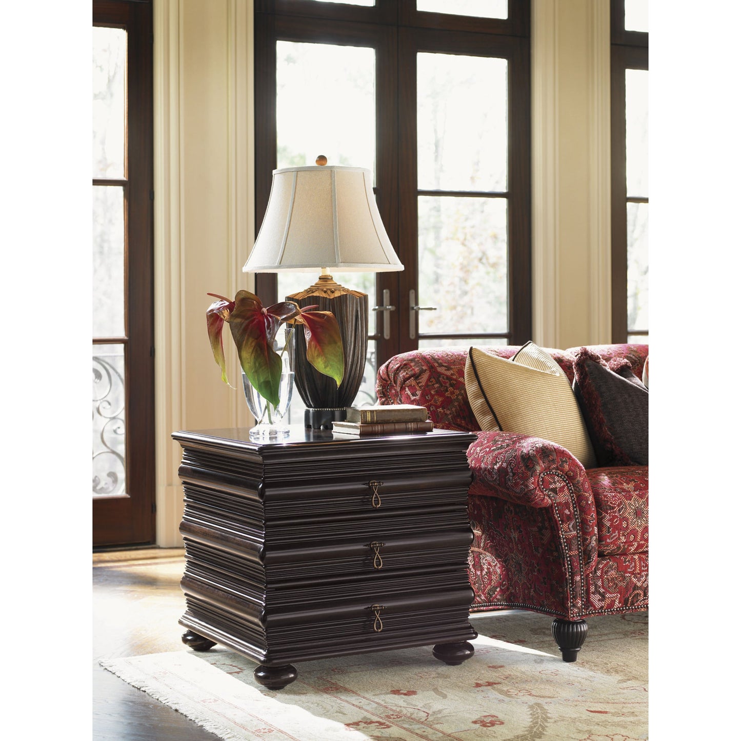 003 SR-835973 | Lifestyle | Black Sands Lamp Table by Tommy Bahama Home. Made from unique in a eclectic & global style.