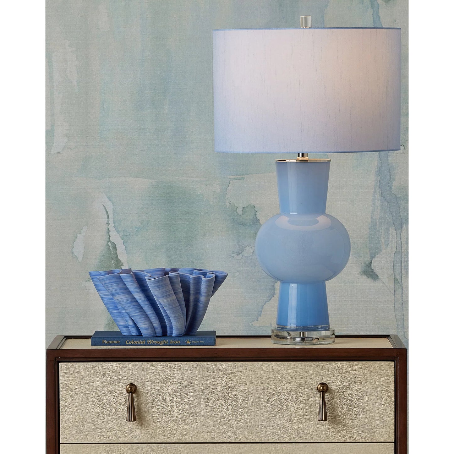 005 SI-2387173 | Lifestyle | Twirl Bowl by Currey and Company in blue. Made from porcelain in a modern style.