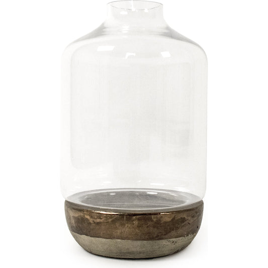 Gilded Bottom Glass Pottery by Zentique in gilded base and ceramic. Made from ceramic in a eclectic & global style.