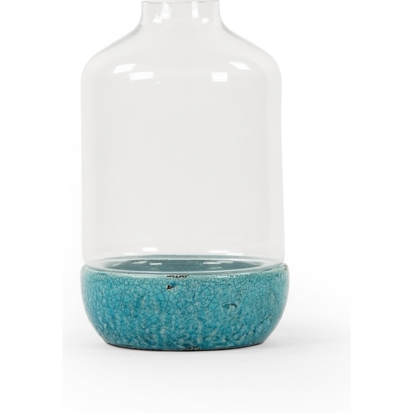 004 S-338121 | Additional Silo | Distressed Blue Ceramic & Glass Vase by Zentique in blue. Made from ceramic in a modern style.