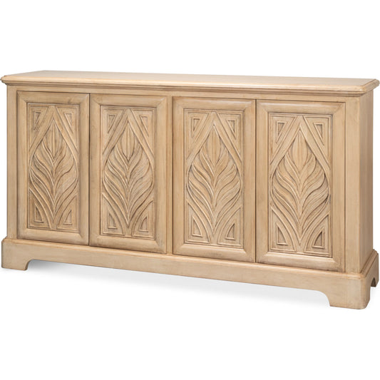 Palmieri Four Door Sideboard by Sarreid Ltd. in biscuit. Made from mango wood in a traditional style.