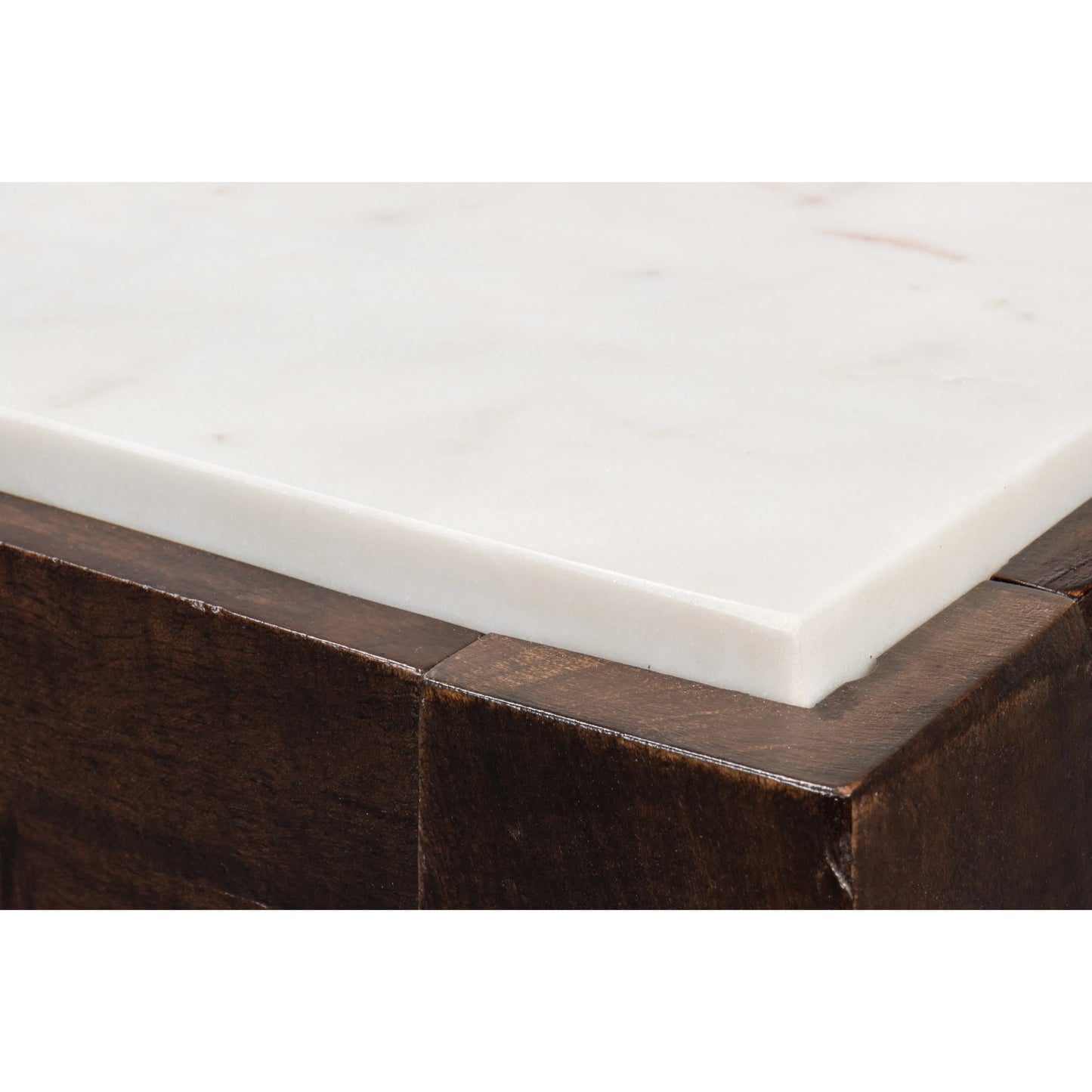 013 SI-2372591 | Closeup | Versatilis Console Table by Sarreid Ltd. in brown. Made from mango base with marble top in a modern style.
