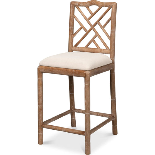Brighton Counter Stool by Sarreid Ltd. in linen fabric. Made from unique in a transitional style.