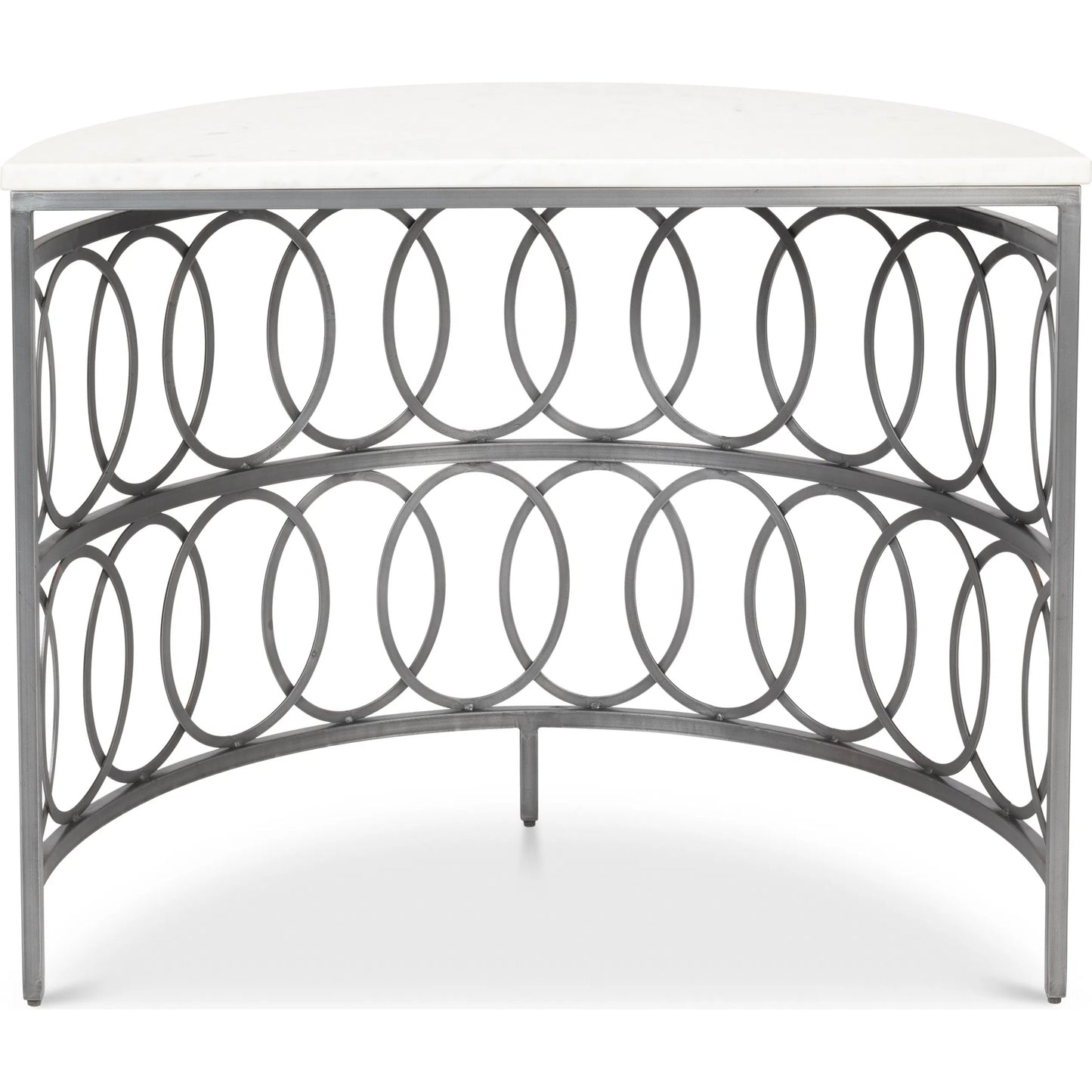 002 SI-2372548 | Additional Silo | Olympia Demilune Table by Sarreid Ltd. in old iron. Made from iron, white banswara marble top in a unique style.