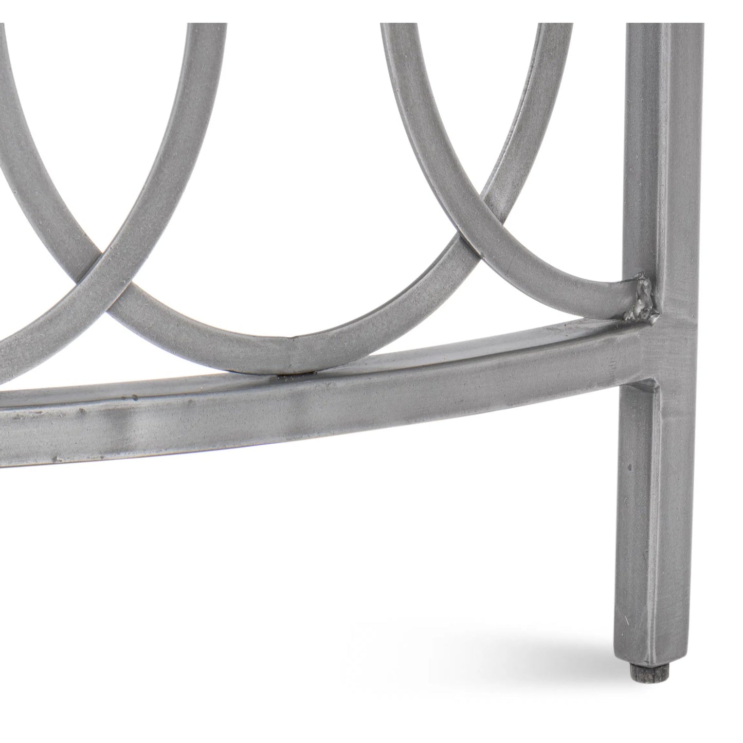 009 SI-2372548 | Closeup | Olympia Demilune Table by Sarreid Ltd. in old iron. Made from iron, white banswara marble top in a unique style.