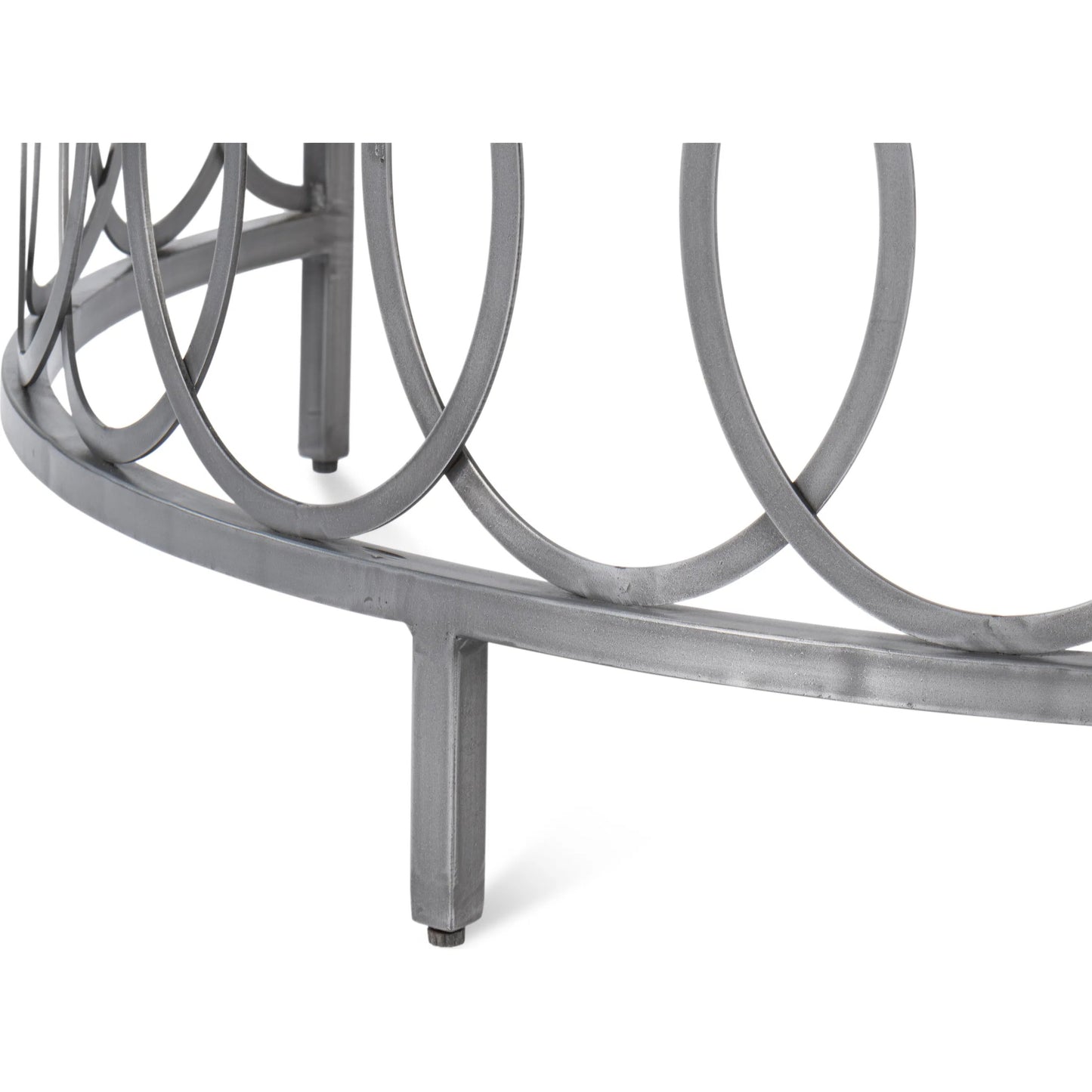 010 SI-2372548 | Closeup | Olympia Demilune Table by Sarreid Ltd. in old iron. Made from iron, white banswara marble top in a unique style.