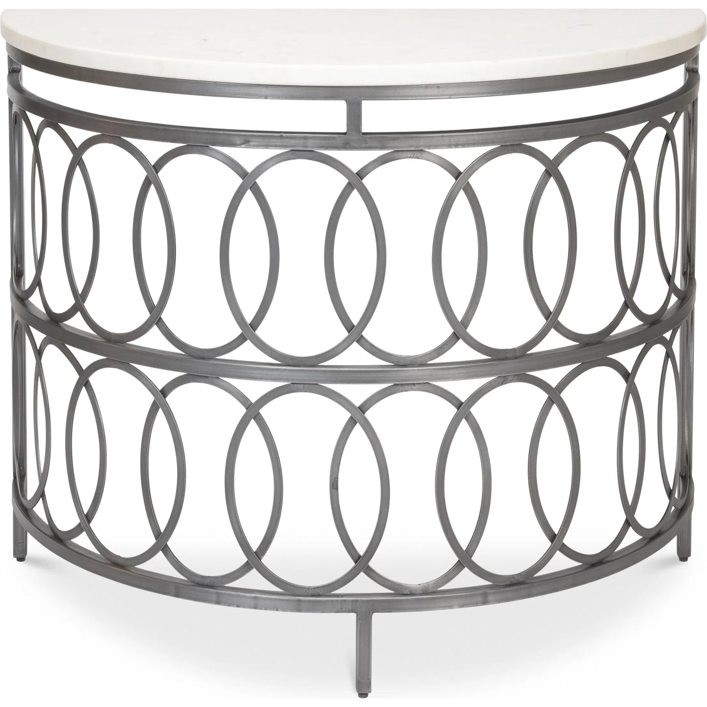 003 SI-2372548 | Additional Silo | Olympia Demilune Table by Sarreid Ltd. in old iron. Made from iron, white banswara marble top in a unique style.