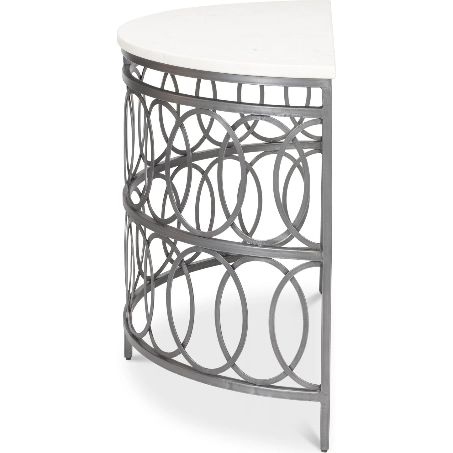005 SI-2372548 | Additional Silo | Olympia Demilune Table by Sarreid Ltd. in old iron. Made from iron, white banswara marble top in a unique style.