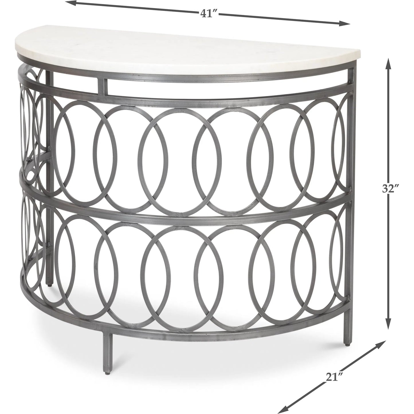 006 SI-2372548 | Additional Silo | Olympia Demilune Table by Sarreid Ltd. in old iron. Made from iron, white banswara marble top in a unique style.
