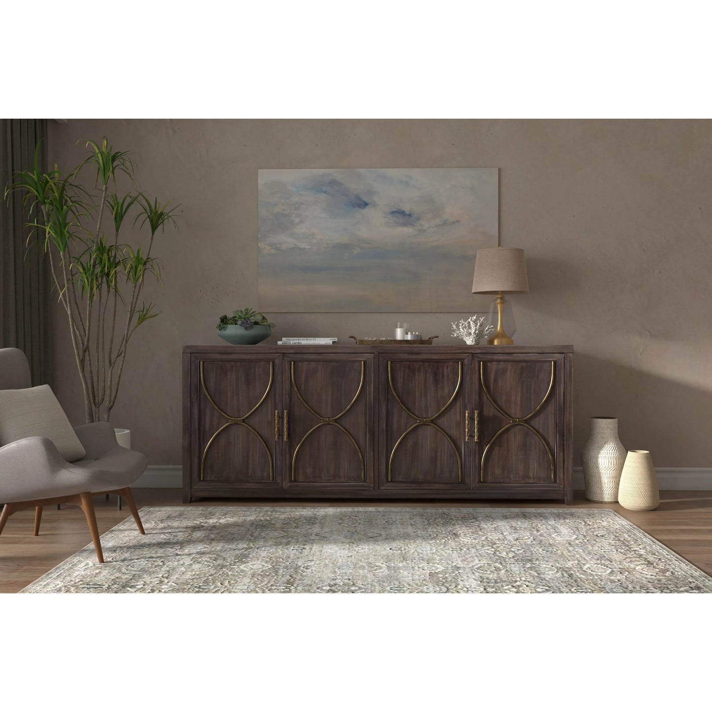 014 SI-2238501 | Lifestyle | Details Credenza by Sarreid Ltd. in bluemoon. Made from acacia wood in a unique style.