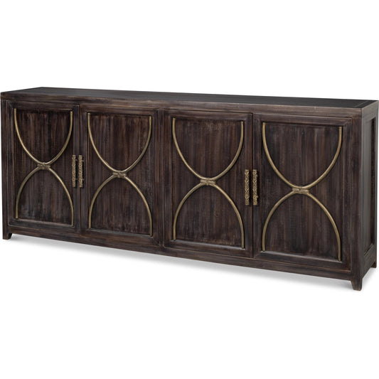 Details Credenza by Sarreid Ltd. in bluemoon. Made from acacia wood in a traditional style.