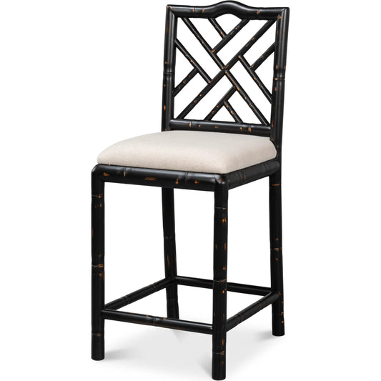 Brighton Counter Stool by Sarreid Ltd. in linen fabric. Made from unique in a transitional style.