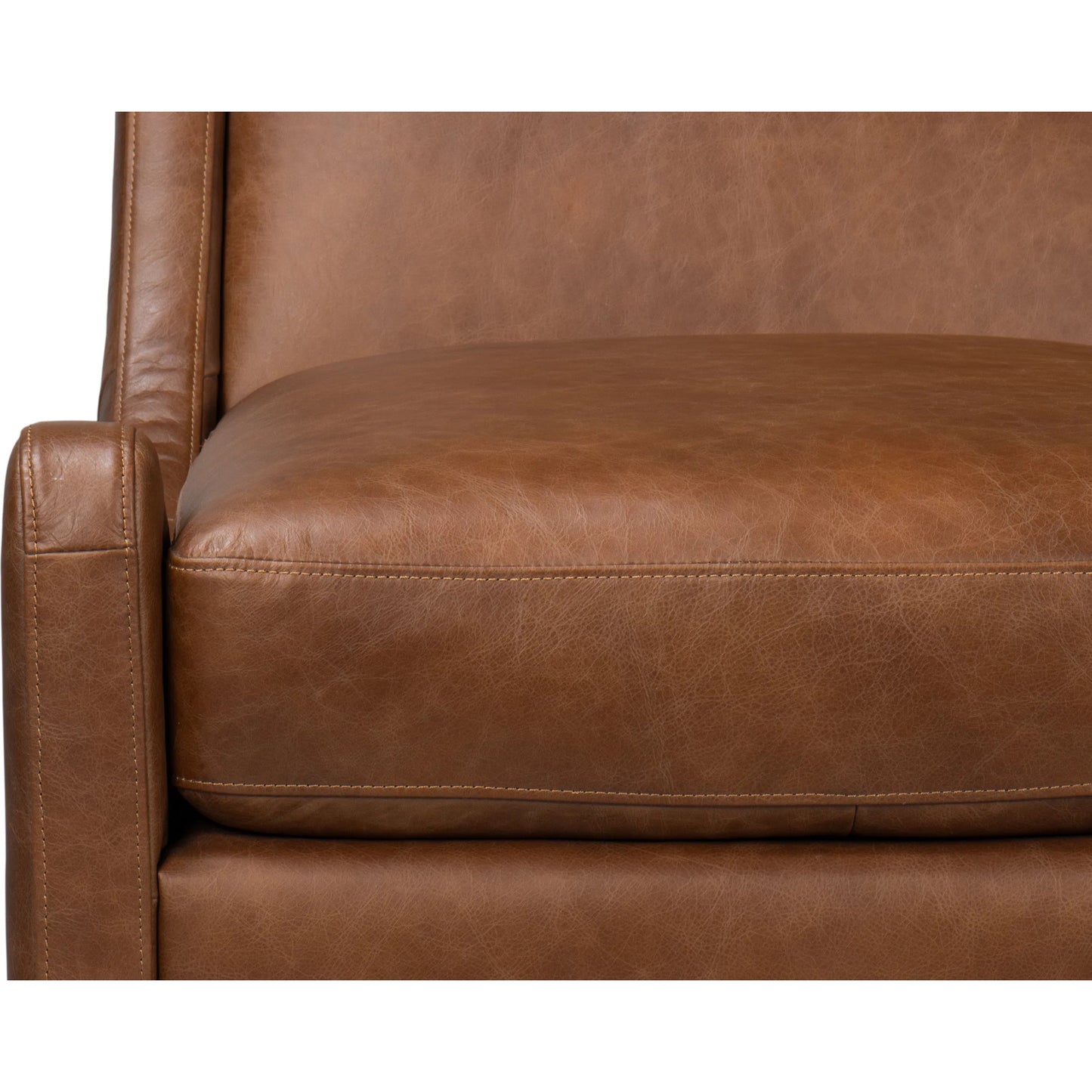 013 SI-2372460 | Closeup | Brandy Accent Chair in Distilled Leather by Sarreid Ltd. in brown. Made from chocolate brown leather, wood in a unique style.