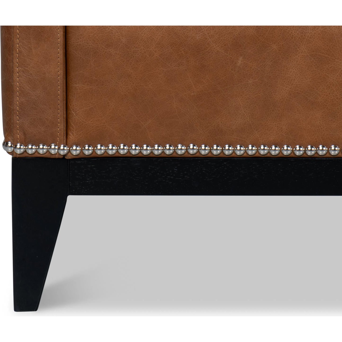 007 SI-2372460 | Closeup | Brandy Accent Chair in Distilled Leather by Sarreid Ltd. in brown. Made from chocolate brown leather, wood in a unique style.