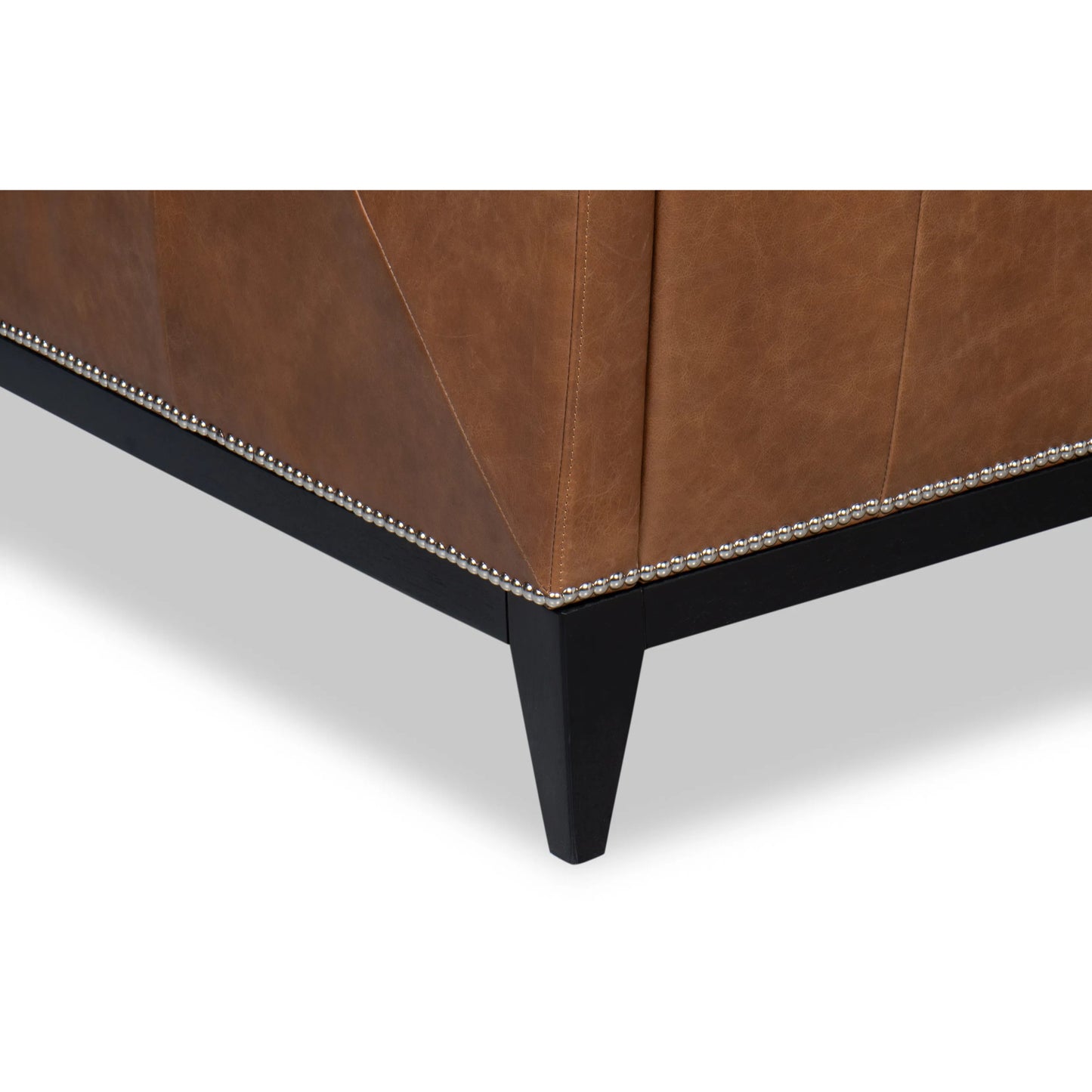 008 SI-2372460 | Closeup | Brandy Accent Chair in Distilled Leather by Sarreid Ltd. in brown. Made from chocolate brown leather, wood in a unique style.