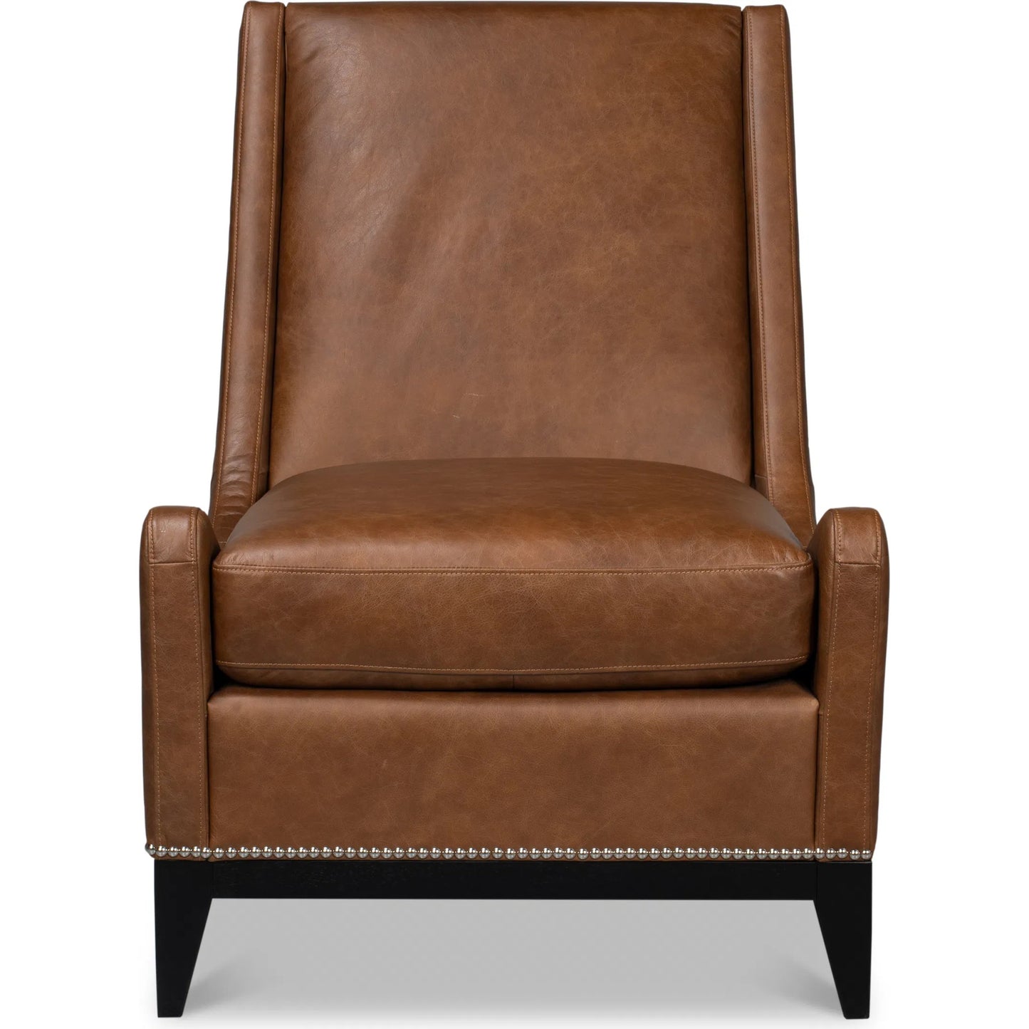002 SI-2372460 | Additional Silo | Brandy Accent Chair in Distilled Leather by Sarreid Ltd. in brown. Made from chocolate brown leather, wood in a unique style.