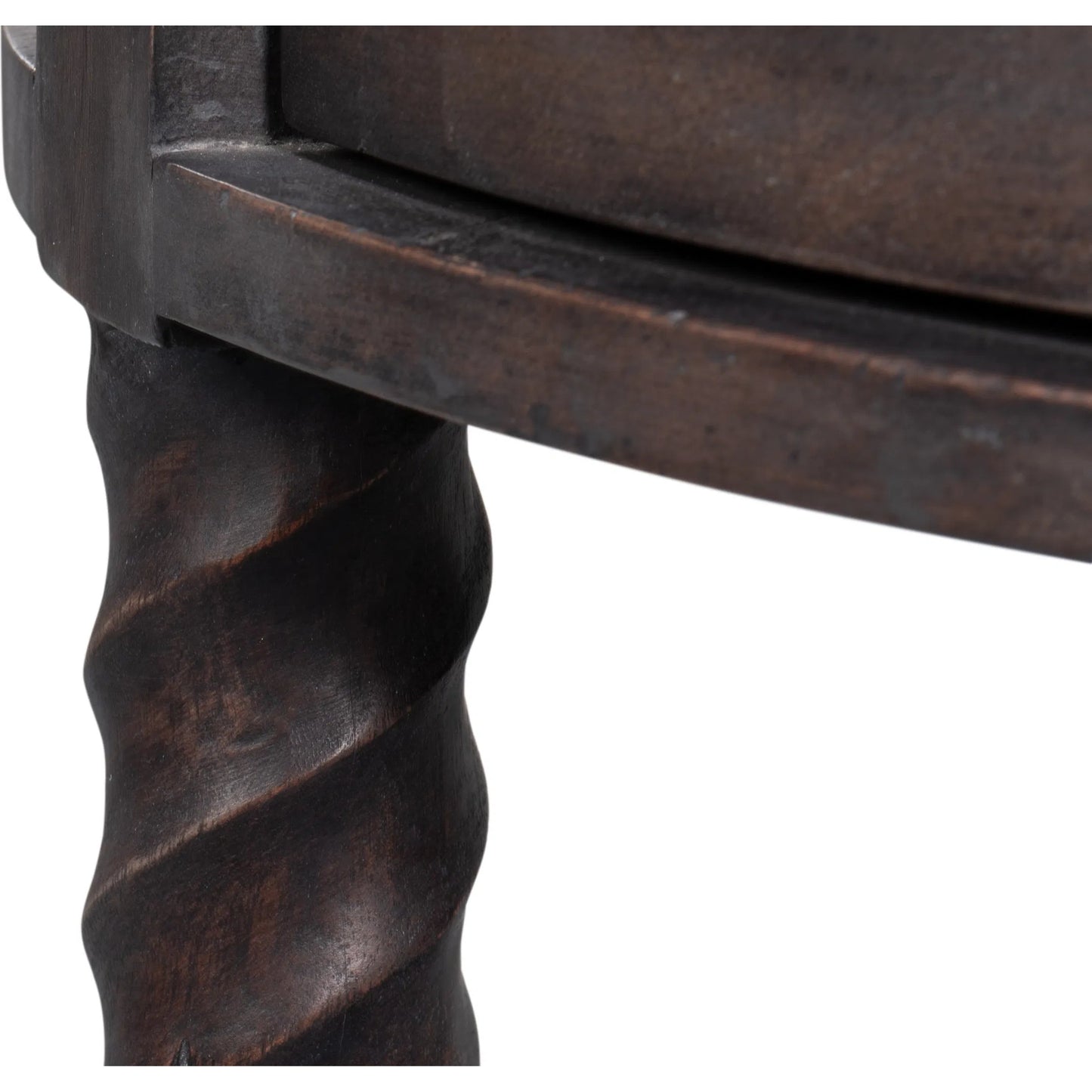 011 SI-2372455 | Closeup | Barley Side Table by Sarreid Ltd. in brown. Made from acacia wood, white banswara marble in a traditional style.