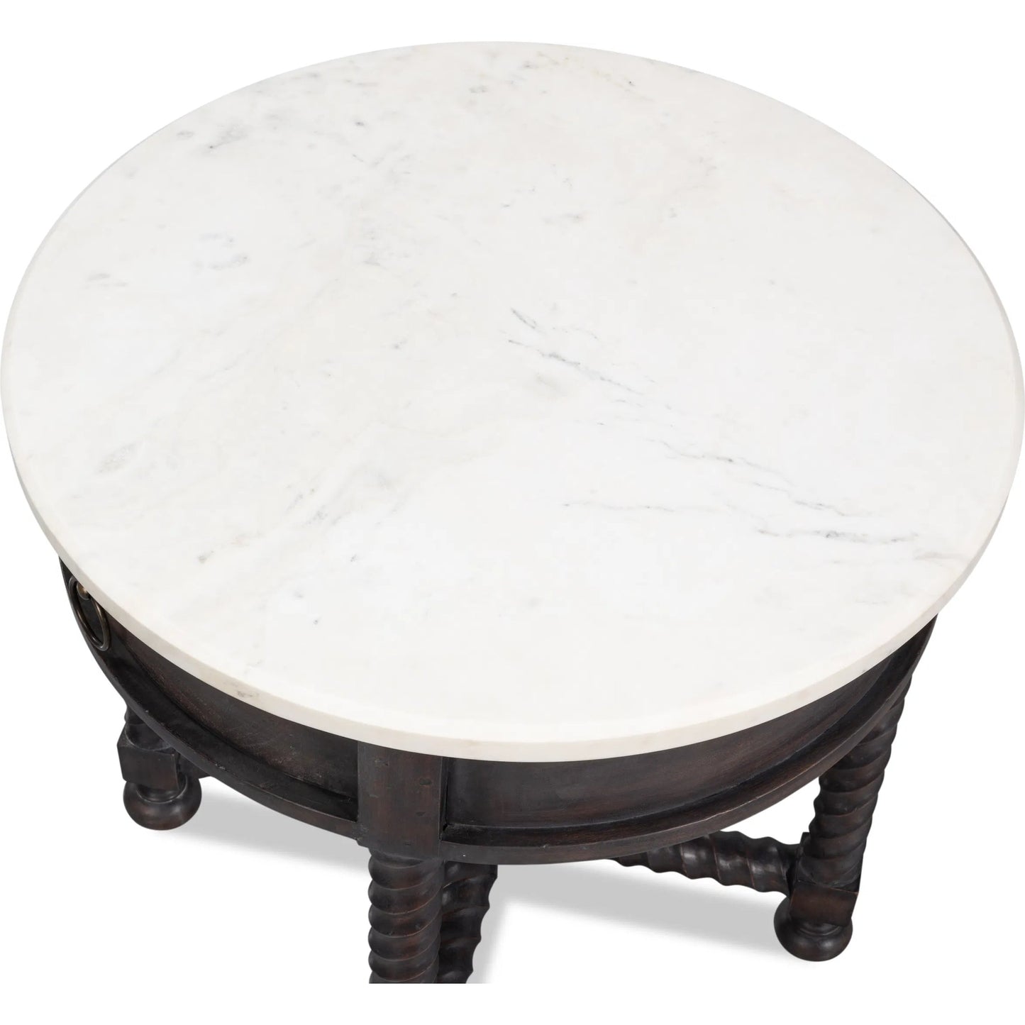 004 SI-2372455 | Additional Silo | Barley Side Table by Sarreid Ltd. in brown. Made from acacia wood, white banswara marble in a traditional style.