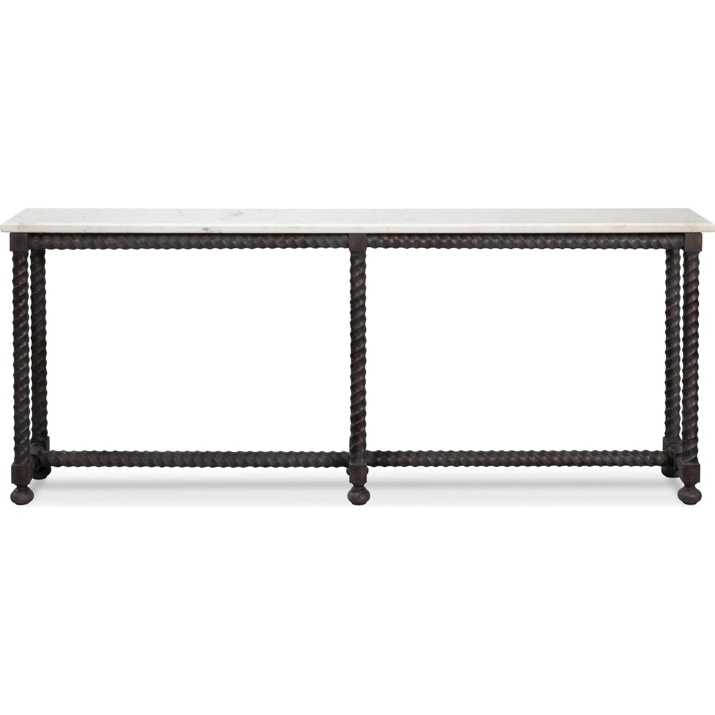 003 SI-2372454 | Additional Silo | Barley Console Table by Sarreid Ltd. in brown. Made from acacia wood, white banswara marble in a traditional style.