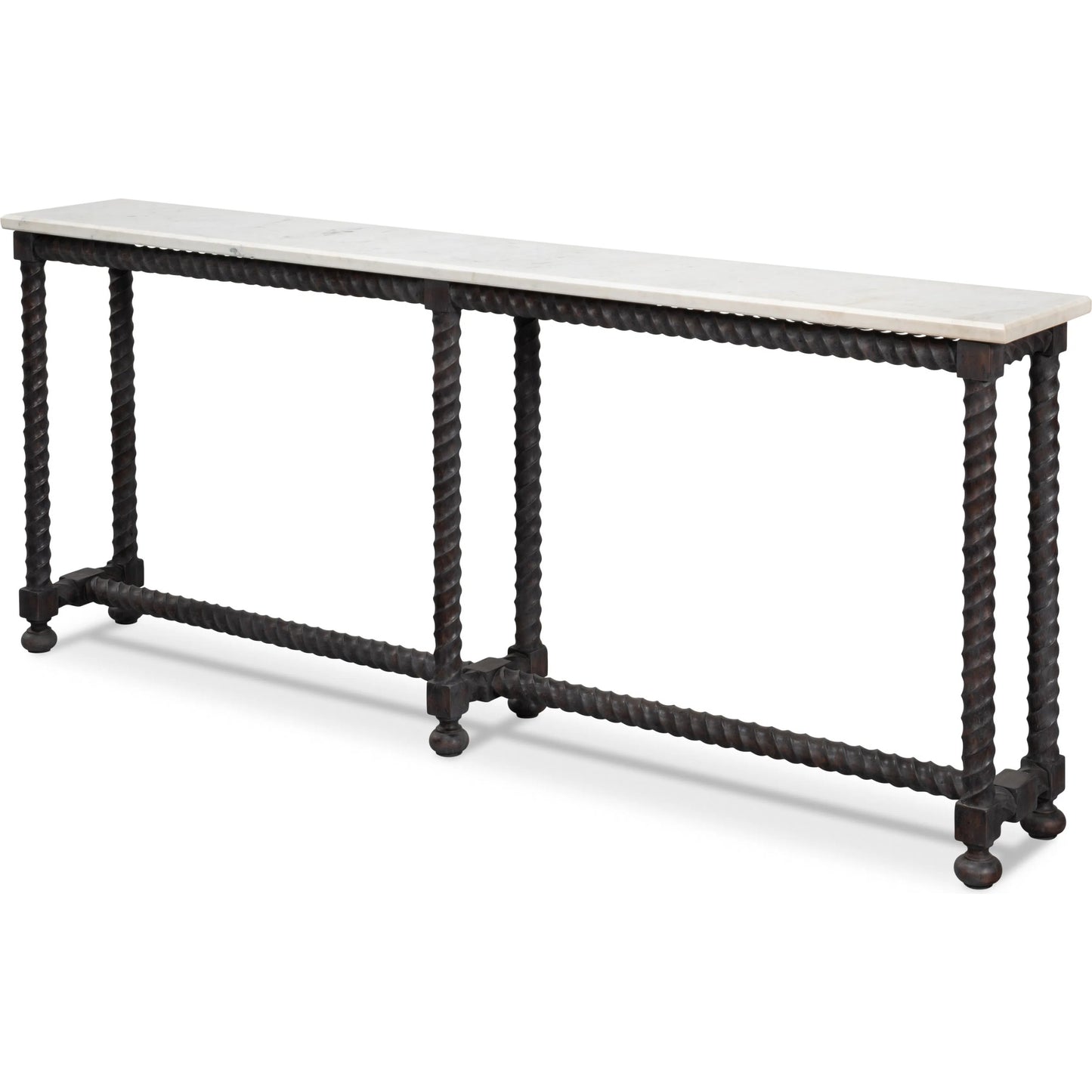 001 SI-2372454 | Primary Silo | Barley Console Table by Sarreid Ltd. in brown. Made from acacia wood, white banswara marble in a traditional style.