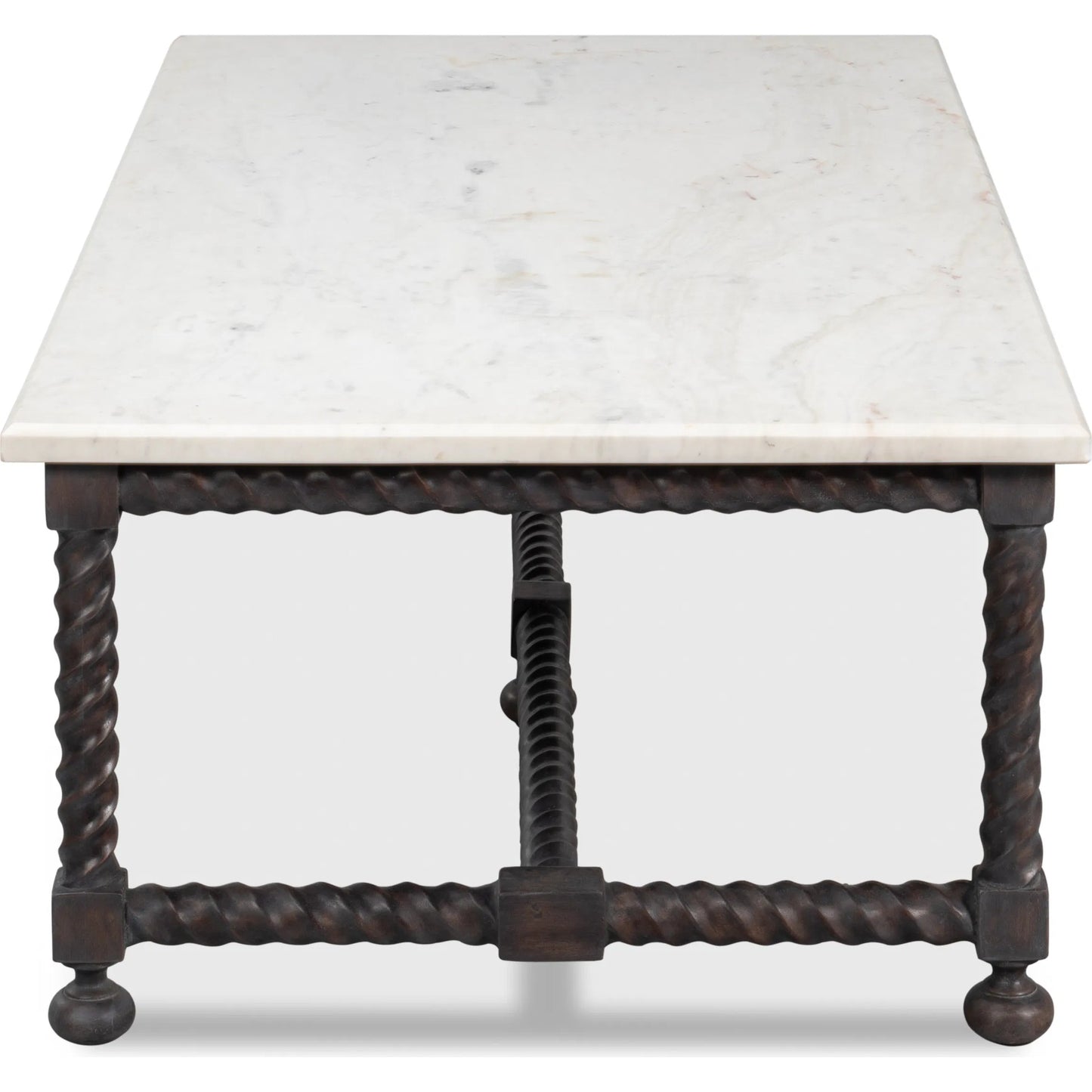 002 SI-2372453 | Additional Silo | Barley Cocktail Table by Sarreid Ltd. in brown. Made from acacia wood, white banswara marble in a traditional style.