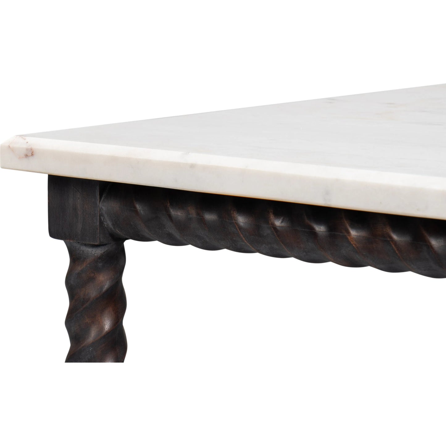 007 SI-2372453 | Closeup | Barley Cocktail Table by Sarreid Ltd. in brown. Made from acacia wood, white banswara marble in a traditional style.