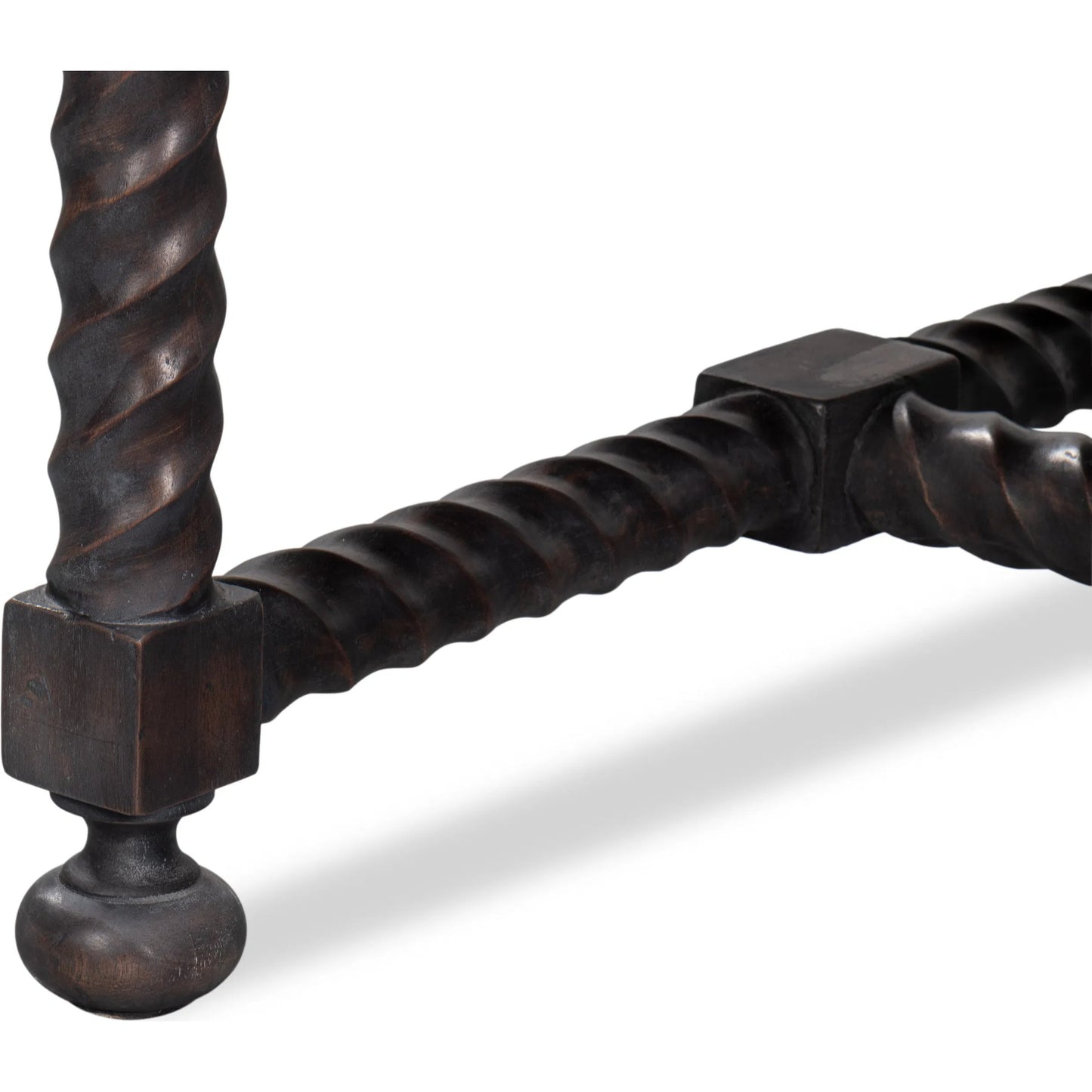 009 SI-2372453 | Closeup | Barley Cocktail Table by Sarreid Ltd. in brown. Made from acacia wood, white banswara marble in a traditional style.