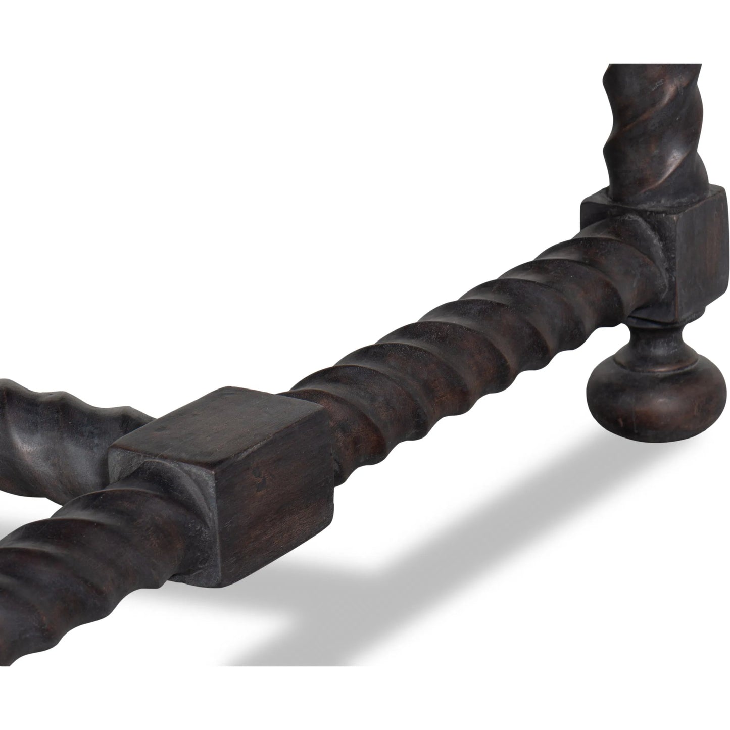 010 SI-2372453 | Closeup | Barley Cocktail Table by Sarreid Ltd. in brown. Made from acacia wood, white banswara marble in a traditional style.