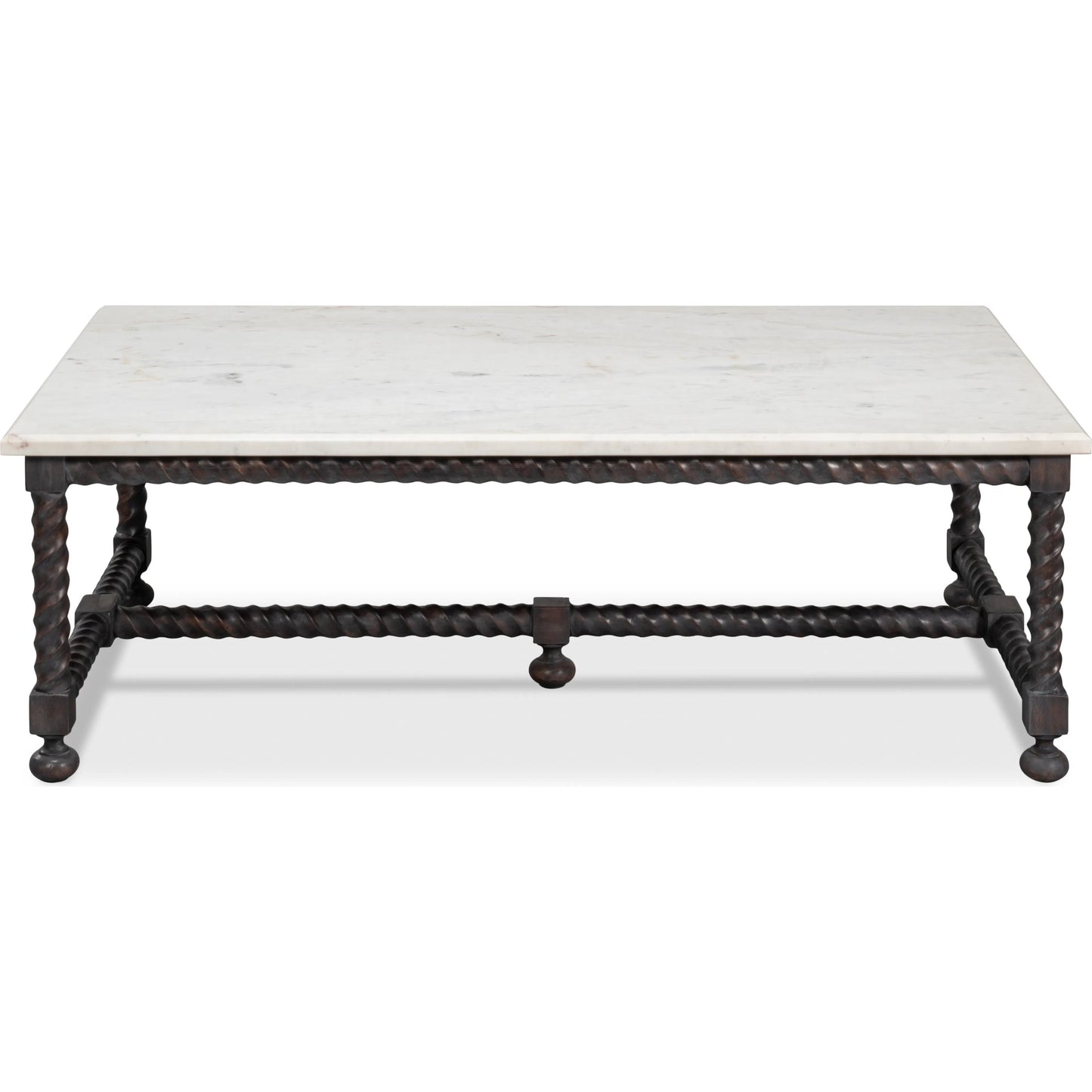 003 SI-2372453 | Additional Silo | Barley Cocktail Table by Sarreid Ltd. in brown. Made from acacia wood, white banswara marble in a traditional style.