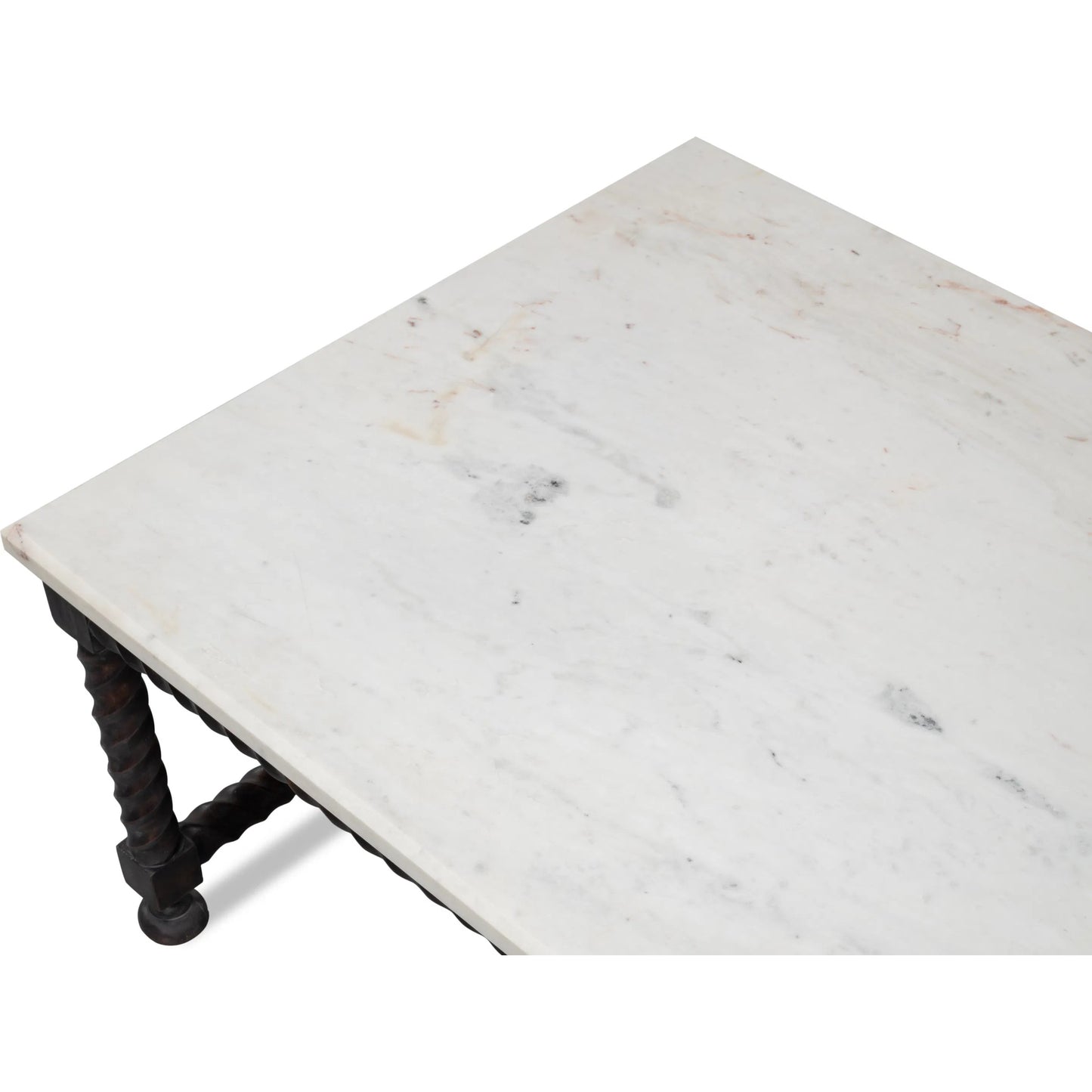 012 SI-2372453 | Closeup | Barley Cocktail Table by Sarreid Ltd. in brown. Made from acacia wood, white banswara marble in a traditional style.