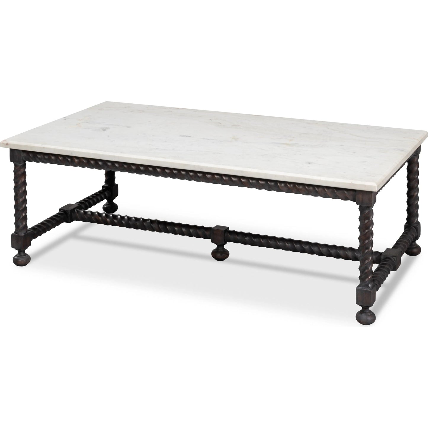001 SI-2372453 | Primary Silo | Barley Cocktail Table by Sarreid Ltd. in brown. Made from acacia wood, white banswara marble in a traditional style.