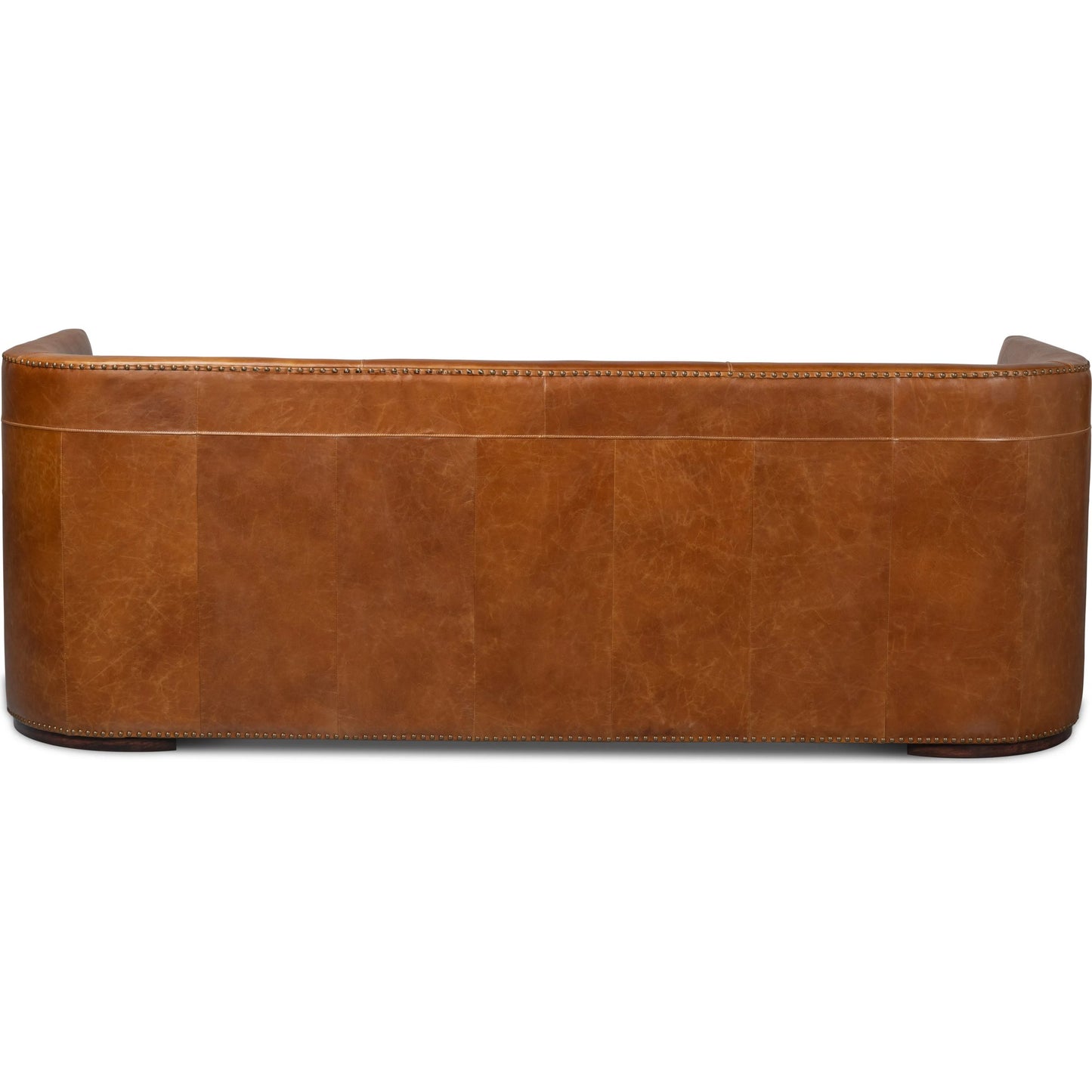 002 SI-2372542 | Additional Silo | McMillan Distilled Leather Sofa by Sarreid Ltd. in cuba brown. Made from cuba brown leather, wood, antique brass nail head in a unique style.