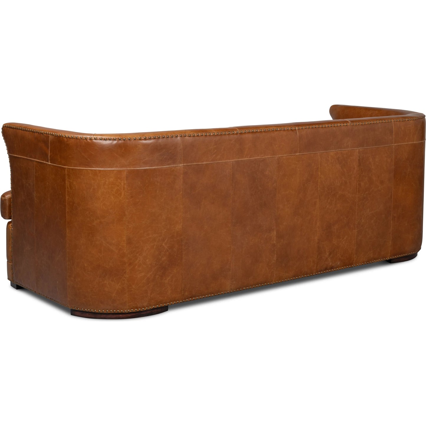 003 SI-2372542 | Additional Silo | McMillan Distilled Leather Sofa by Sarreid Ltd. in cuba brown. Made from cuba brown leather, wood, antique brass nail head in a unique style.
