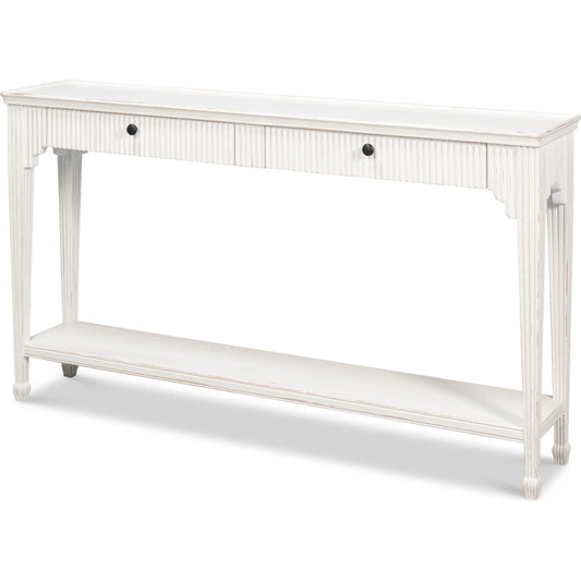 Jude Bungalow Console Table by Sarreid Ltd. in bungalow white. Made from white pine, fir in a traditional style.