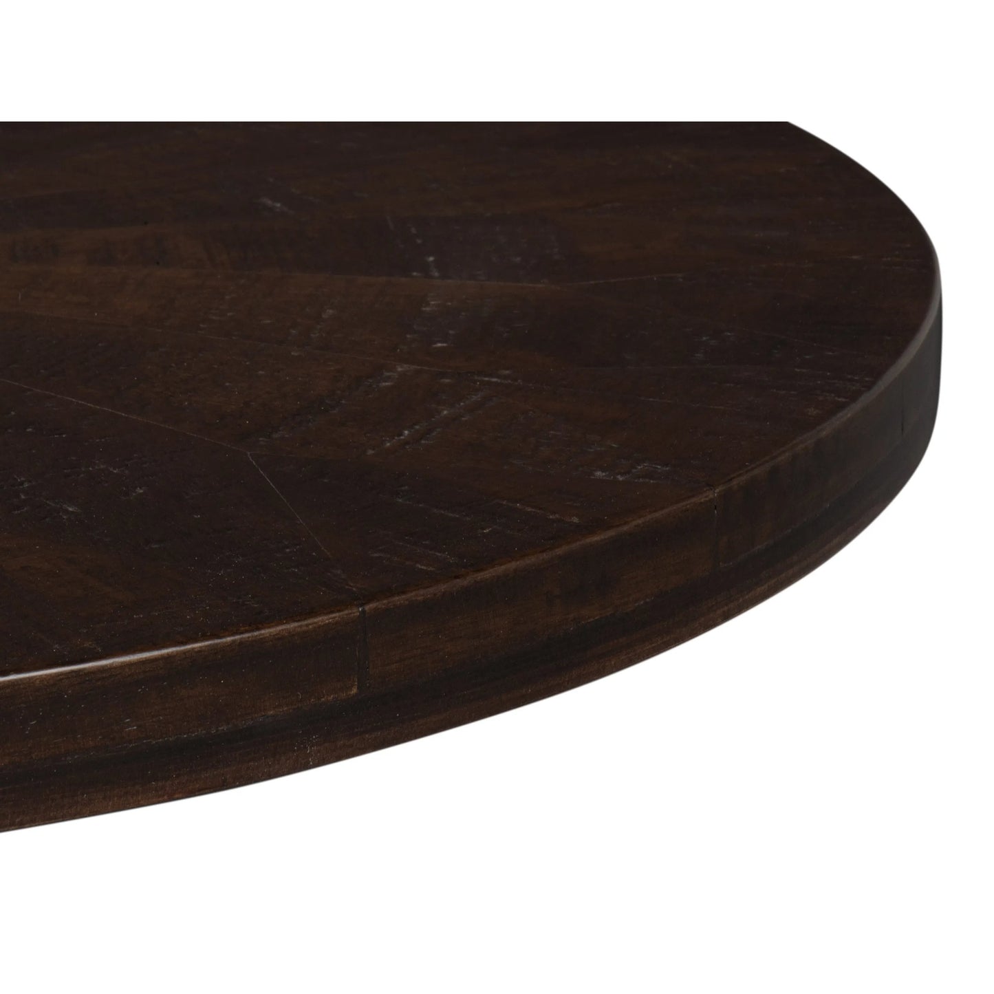 010 SI-2238515 | Additional Silo | Alister Round End Table by Sarreid Ltd. in antique walnut. Made from mango wood, wood on wood inlay top in a unique style.