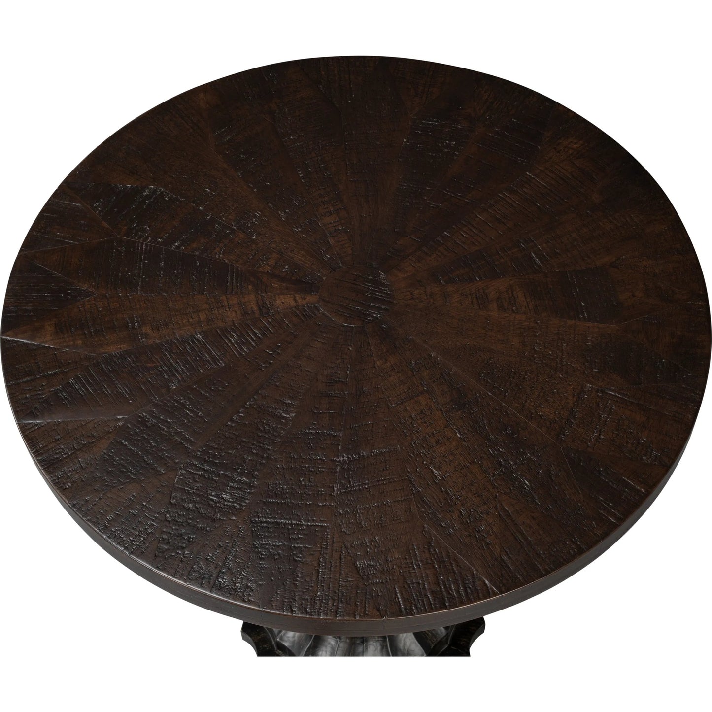 003 SI-2238515 | Additional Silo | Alister Round End Table by Sarreid Ltd. in antique walnut. Made from mango wood, wood on wood inlay top in a unique style.
