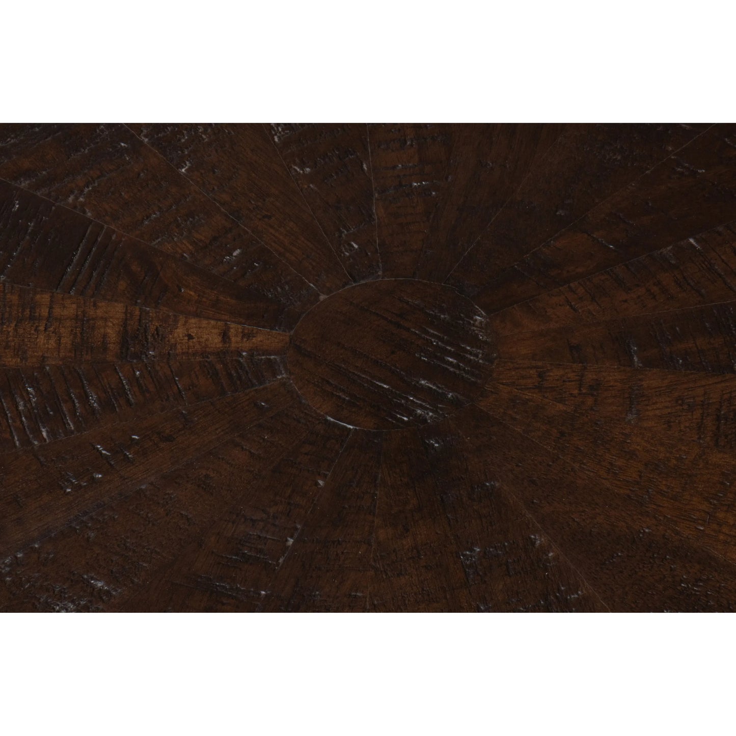 008 SI-2238515 | Additional Silo | Alister Round End Table by Sarreid Ltd. in antique walnut. Made from mango wood, wood on wood inlay top in a unique style.